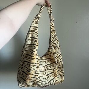Lucky Brand Canvas Neutral Tiger-Print Hobo Bag